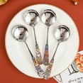 thumbnail image 1 of 4Pack Premium Soup Spoons Soup Spoon for Spring Festival Traditional Style 304 Stainless Steel Fashion Large and Heavy Round Spoons Handle Round Spoons, Suit for any Dinner, Families, Cafe, 1 of 7