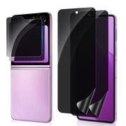 4Pack Privacy Screen Protector for Samsung Galaxy Z Flip 5, Outer Tempered Glass + Inner Hydrogel Film,10k+ Fold Resistant & No Creases, S Pen Compatible, Bubble-Free Installation