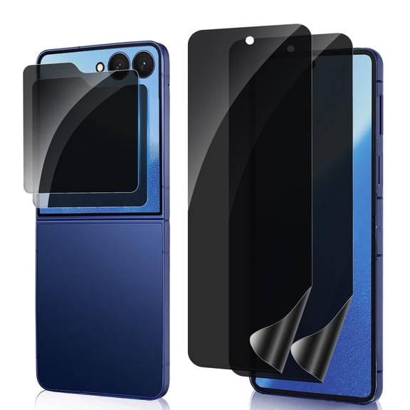 4Pack Privacy Screen Protector for Samsung Galaxy Z Flip 7, Outer Tempered Glass + Inner Hydrogel Film,10k+ Fold Resistant & No Creases, S Pen Compatible, Bubble-Free Installation
