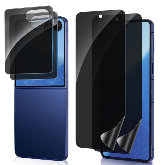 4Pack Privacy Screen Protector for Samsung Galaxy Z Flip 7, Outer Tempered Glass + Inner Hydrogel Film,10k+ Fold Resistant & No Creases, S Pen Compatible, Bubble-Free Installation