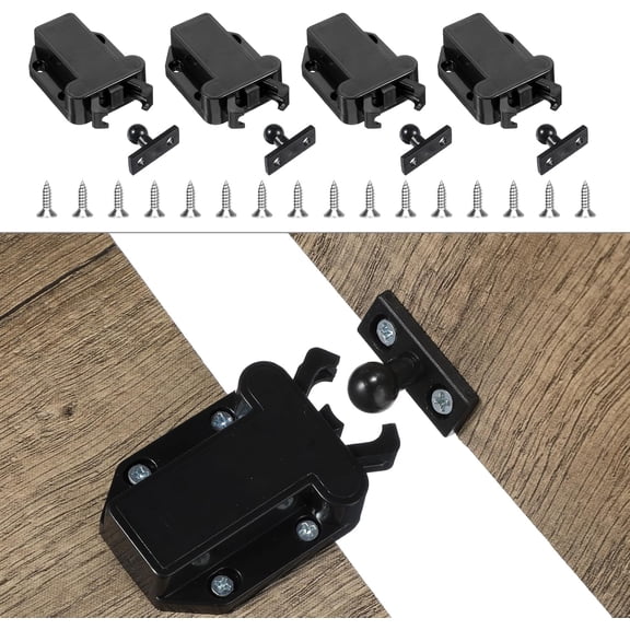 4Pack Push Latches for Cabinets, Push to Open Catch Lock,Safe Rebound Self-Locking Device Drawer Catch Push to Open Door Latch Cabinet Hardware for Cabinet Drawer Wardrobe Kitchen Door