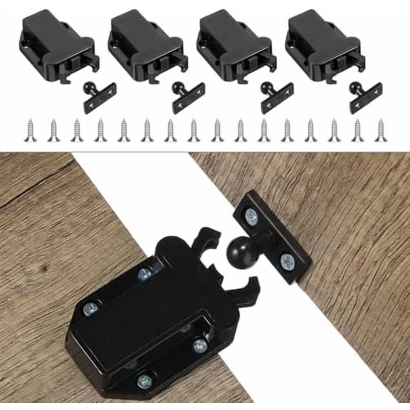 4Pack Push Latches for Cabinets, Push to Open Catch Lock,Safe Rebound Self-Locking Device Drawer Catch Push to Open Door Latch Cabinet Hardware for Cabinet Drawer Wardrobe Kitchen Door