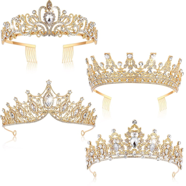 Queen Pageant Crown Headband 4Pack Queen Crowns, Pageant Crown with Combs Princess  main image 4