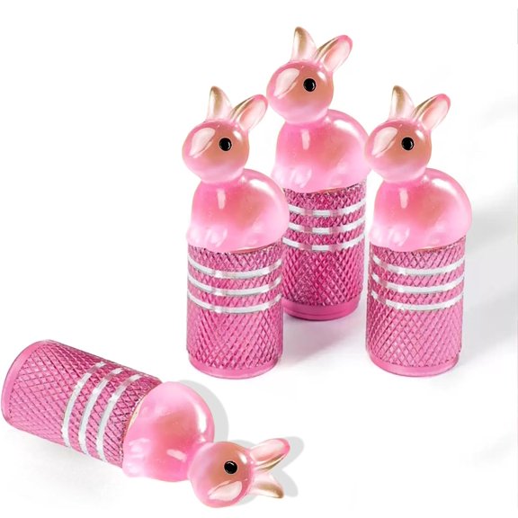4Pack Rabbit Tire Valve Stem Caps Rabbit Car Accessories Aluminum Alloy Universal Dust Covers Tire Air Cap for Car,SUV,Bike, Motorcycle,Interesting Practical Tire Decor,Rabbits Gifts Decor