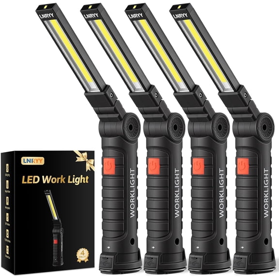 4Pack Rechargeable Magnetic LED Work Light with 360    Rotation 5 Modes Super Bright Tail Hook Compact Bestseling