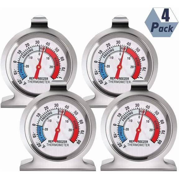 4Pack Refrigerator Freezer Thermometer Classic Series Large Dial Thermometer Temperature Thermometer For Refrigerator Freezer Fridge Cooler