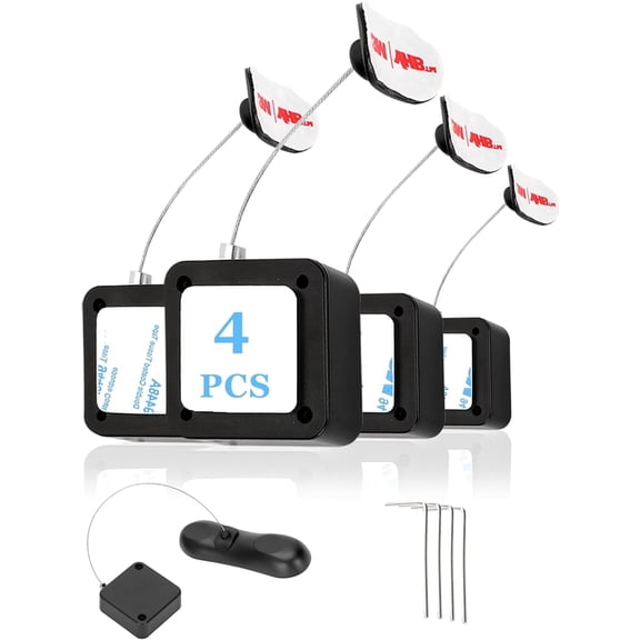 4-Pack 6.5ft Retractable Safety Lock Tether Adjustable Strap for Remotes, Controllers, Tablets