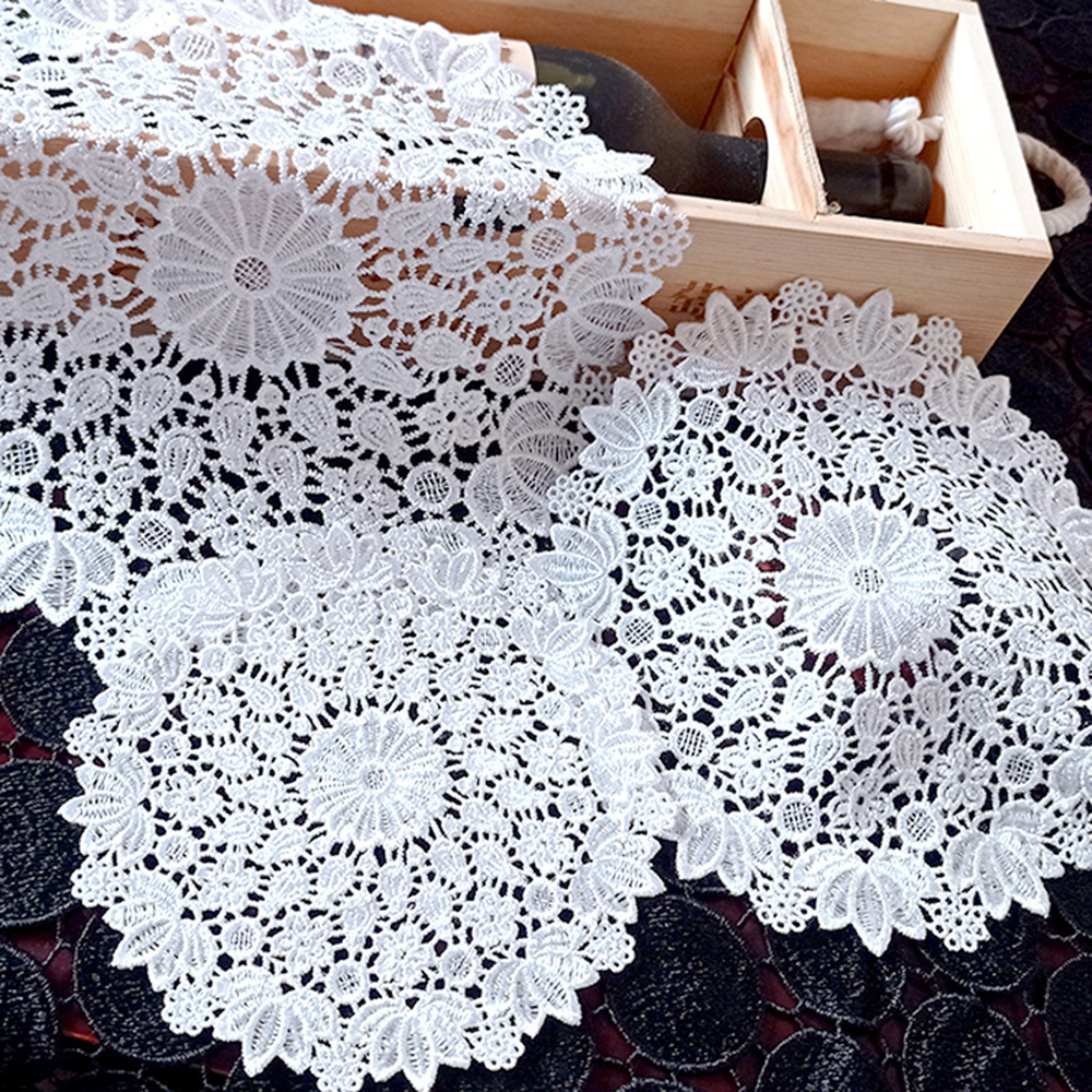 SPRING PARK White Handmade Crochet Doilies Cotton Table mats Lace Doilies Doily Round Lace