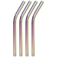 thumbnail image 1 of 4Pack Reusable Metal Straws, 9.5" Stainless Steel Drinking Straw (0.5" Wide, Bent, Colorful), 1 of 6