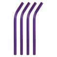 thumbnail image 1 of 4Pack Reusable Metal Straws, 9.5" Stainless Steel Drinking Straw (0.5" Wide, Bent, Purple), 1 of 6
