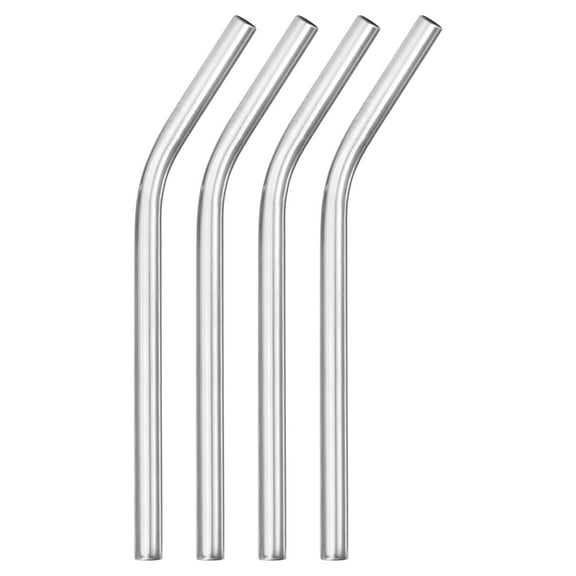 4Pack Reusable Metal Straws, 9.5" Stainless Steel Drinking Straw (0.5" Wide, Bent, Silver)