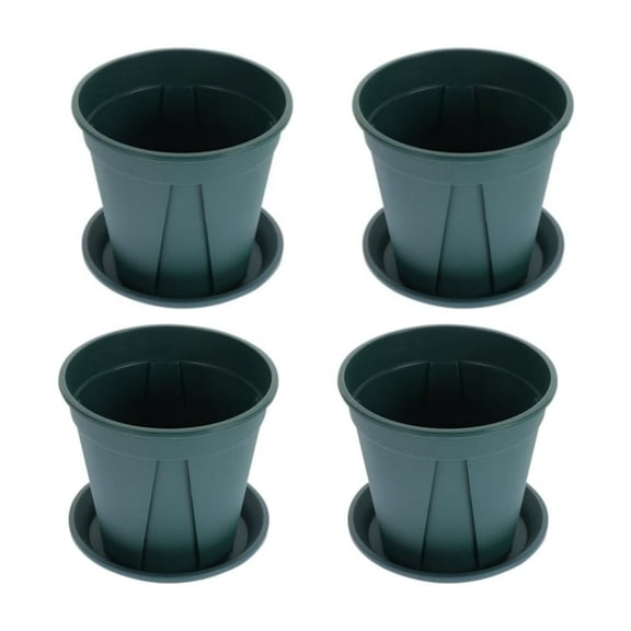 4Pack Root Control Pots,Large Desktop Stand Planter,Outdoor Plants Vases,Nursery Pots with Drainage Holes and Saucers,for Flower Succulents Cactus Green 5.9"
