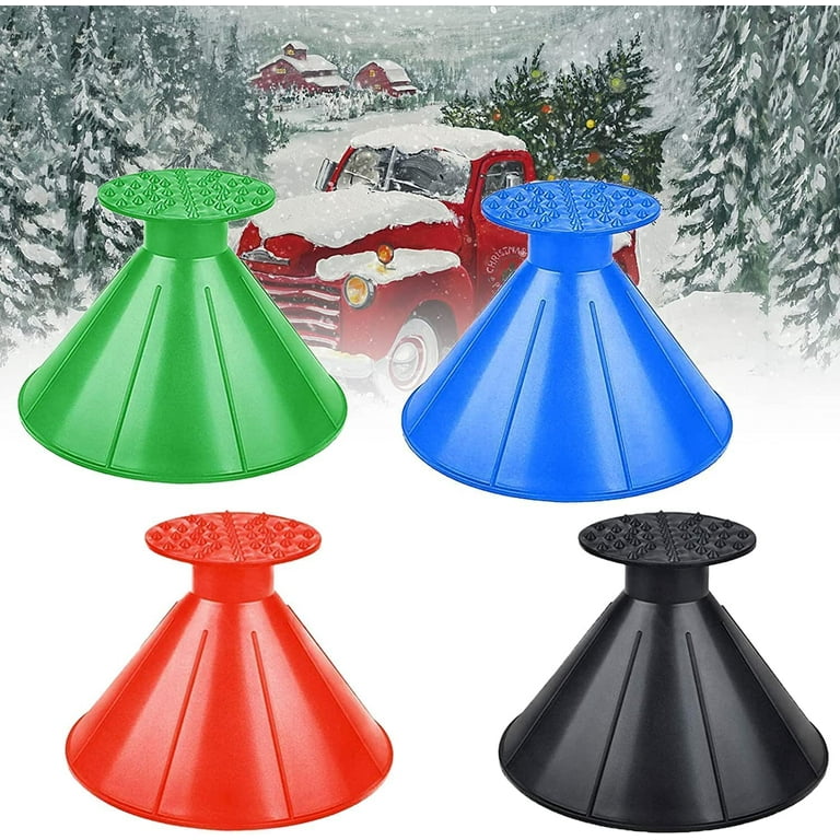 4Pack Round Ice Scrapers for Car Windshield, Snow Brush Magical Ice  Scrapers Cone Ice Scrapers Funnel Car Snow Removal Shovel 2 & 1 Tool (4  Colors) 