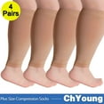 thumbnail image 1 of 4Pack S Extra Wide Calf Compression Stockings for Women & Men, Plus Size Compression Sleeve Socks 20-30 mmHg, Knee High Toeless to Prevent Swelling, Pain, 1 of 11
