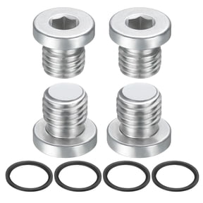 4 Pack SAE 5/16-24 UNF Inner Hex Head Pipe Fitting Plug, Universal Carbon Steel Thread Socket Plug with O-Ring for Terminate Pipe Ends or Replacement Drains