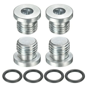 4 Pack SAE 7/16-20 UNF Inner Hex Head Pipe Fitting Plug, Universal Carbon Steel Thread Socket Plug with O-Ring for Terminate Pipe Ends or Replacement Drains