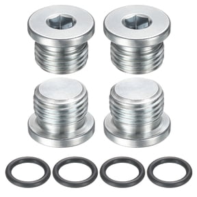 4 Pack SAE 9/16-18 UNF Inner Hex Head Pipe Fitting Plug, Universal Carbon Steel Thread Socket Plug with O-Ring for Terminate Pipe Ends or Replacement Drains