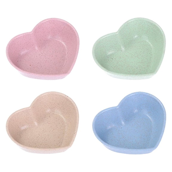 4Pack Sauce Dish Dipping Bowls Heart Shape Seasoning Appetizer Plates, Mini Multicolor Plastic Sauce Dishes