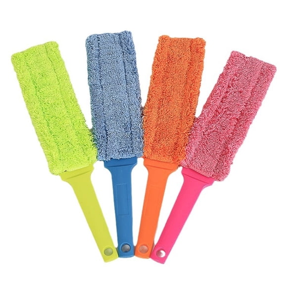 4Pack No Scratching Microfiber Duster,Soft Blinds Cleaning Brushes,Ultra-Fine Fiber Wheel Brush,Crevice Dusting Brush,Long Handle Brush,for Car Tire Window Air Conditioning (4 Color)