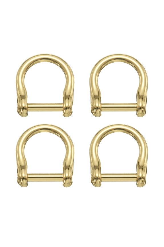 4Pack Screw in Shackle Horseshoe D-Ring, 12mm(1/2 Inch) Key Holder U-Shape Ring Buckle, Purse Strap Accessories for DIY Leather Craft Keychain, Light Gold