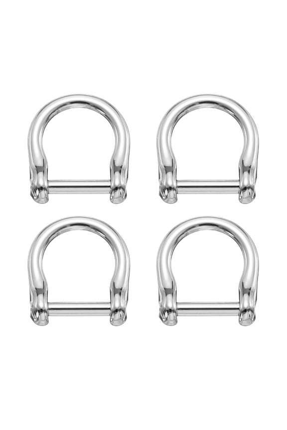 4Pack Screw in Shackle Horseshoe D-Ring, 12mm(1/2 Inch) Key Holder U-Shape Ring Buckle, Purse Strap Accessories for DIY Leather Craft Keychain, Silver