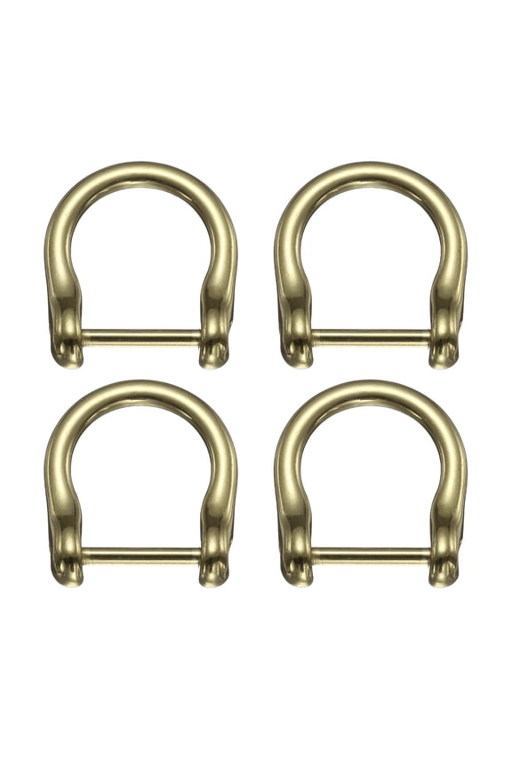 4Pack Screw in Shackle Horseshoe D-Ring, 15mm(5/8 Inch) Key Holder U-Shape Ring Buckle, Purse Strap Accessories for DIY Leather Craft Keychain, Light Bronze