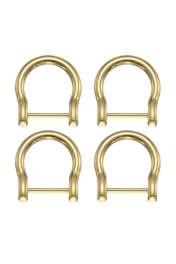 4Pack Screw in Shackle Horseshoe D-Ring, 19mm(3/4 Inch) Key Holder U-Shape Ring Buckle, Purse Strap Accessories for DIY Leather Craft Keychain, Light Gold