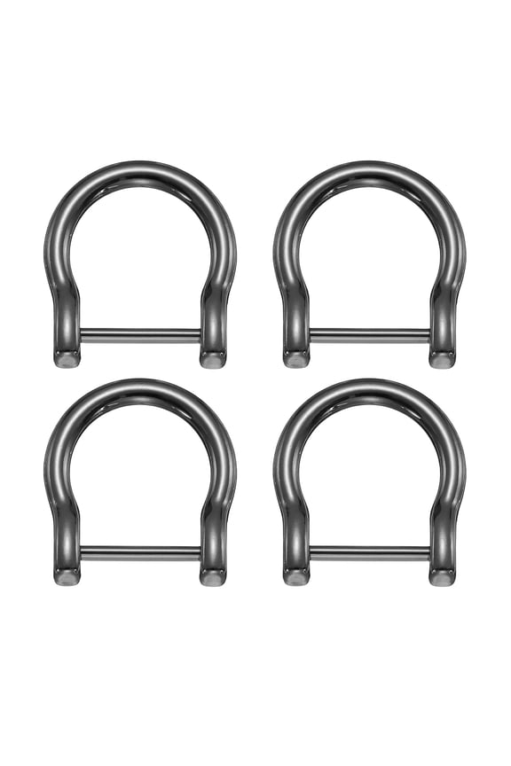 4Pack Screw in Shackle Horseshoe D-Ring, 19mm(3/4 Inch) Key Holder U-Shape Ring Buckle, Purse Strap Accessories for DIY Leather Craft Keychain, Black