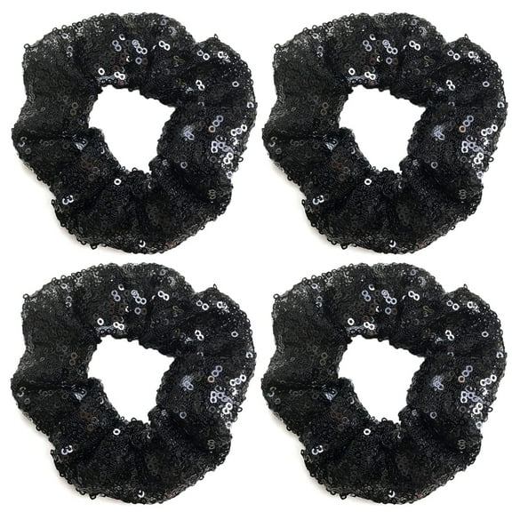 4Pack Sequin Hair Scrunchies ,Sparkle Elastics Hair Ties Glitter Ponytail Holder for Daily, Christmas, Party Sparkle Sequin Hair Scrunchie