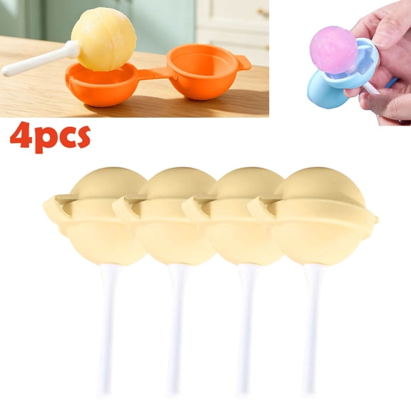 4Pack Silicone Lollipop Ice Cream Maker, Homemade Molds, DIY Maker Mold - Reusable Ice Ball Maker Mold,Yellow - 4pc