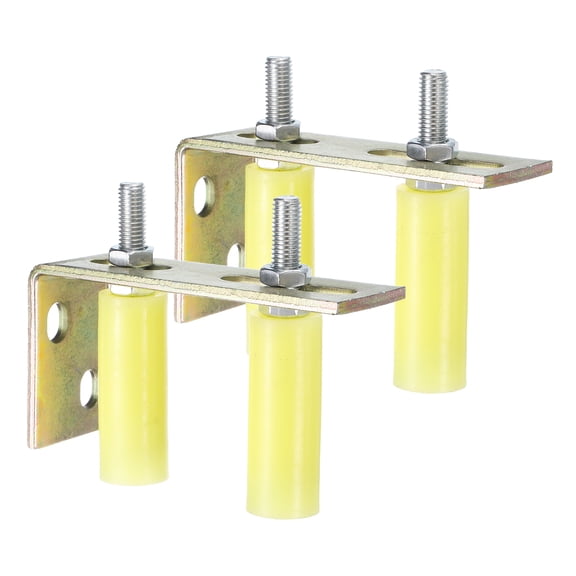 4Pack Slide Gate Guide Roller, 3" Nylon Rollers Gate Support Assembly with L-Rear Post Bracket, Universal Rolling Gate Guider for Sliding Door, Yellow