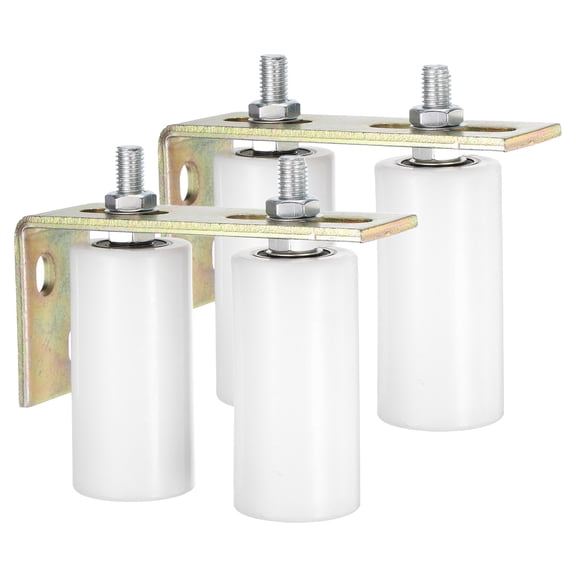 4Pack Slide Gate Guide Roller, 4" Nylon Gate Support Rollers with Bracket, White