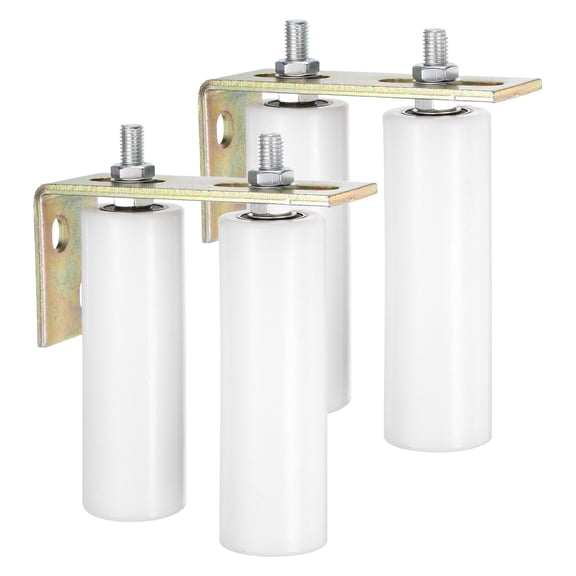 4Pack Slide Gate Guide Roller, 6" Nylon Gate Support Rollers with Bracket, White