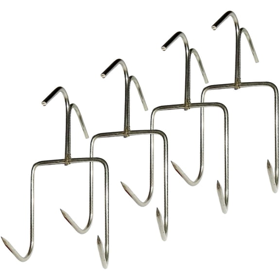 4Pack Smoker Hooks - Stainless Steel Bacon Hanger, Roast Duck Hooks, Meat Hangers for Smoking, Hanging Bacon Hams, BBQ Grill