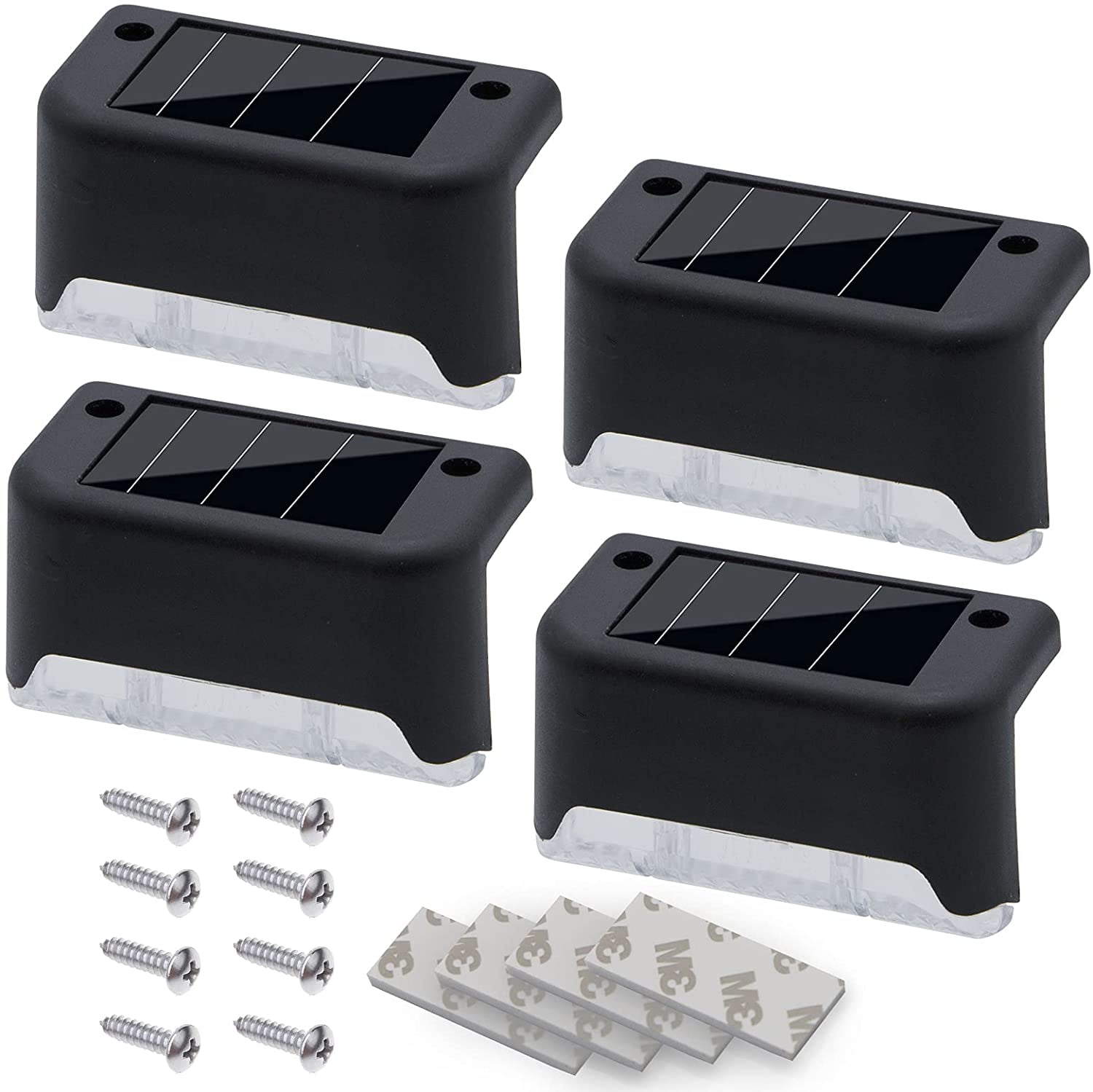 4Pack Solar Deck Lights, Outdoor Solar Lights, Fence Post Solar Lights, Waterproof (Warm Light)