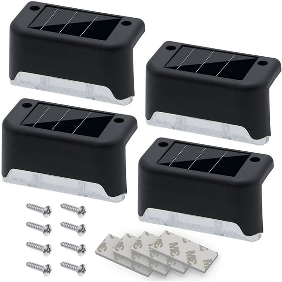4Pack Solar Deck Lights, Outdoor Solar Lights, Fence Post Solar Lights, Waterproof (Warm Light)