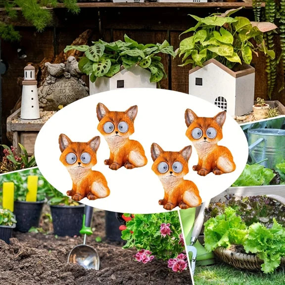 4Pack Solar Garden Statue Led Firefly Fox Light Garden Yard Home Decor