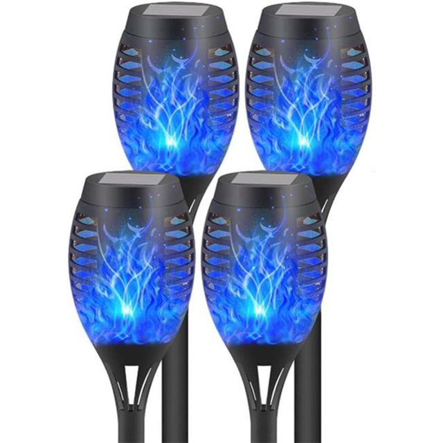 4Pack Solar Lights Outdoor Blue Solar Torch Light with Flickering