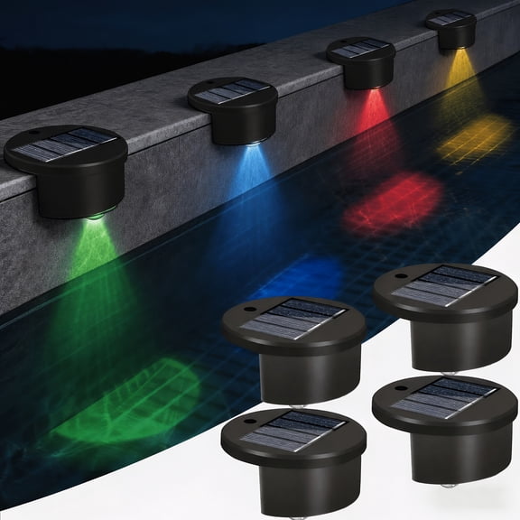 4-Pack Solar Pool Lights, Pool Lighting Accessories Outdoor Waterproof Pool LED Light with Color-Changing for Pools Deck Steps Patio