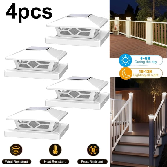 No-Wire Solar Lights for Deck Posts – 10+ Hour Brightness, Quick Solar Charging, Touch Switch, IP44 Waterproof, Compatible with Most Outdoor Posts