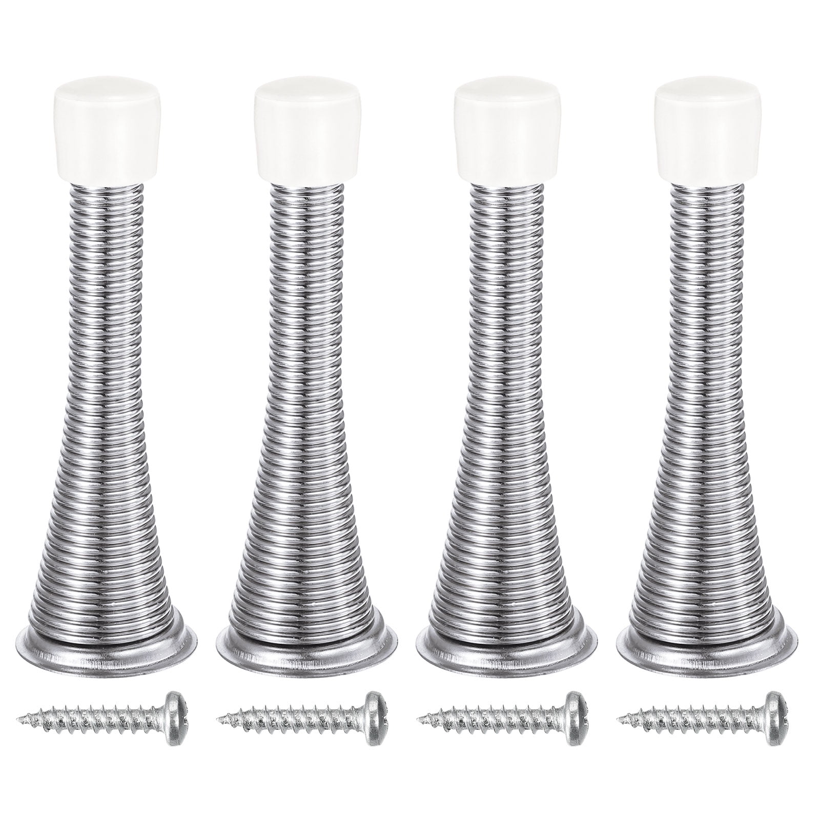 4Pack Spring Door Stopper, 3" Flexible Door Stop with Rubber Bumper