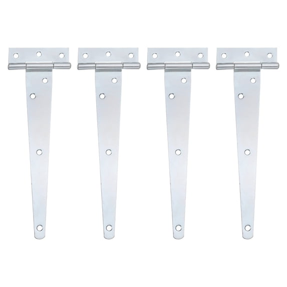 4Pack T-Strap Door Hinges, 9" Wrought Tee Shed Gate Hinges Iron (White Zinc)