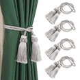 thumbnail image 1 of 4Pack Tassel Curtain Tiebacks Decoration Weaving Rope Silver, 1 of 6
