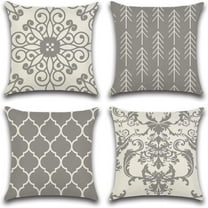 4Pack Throw Pillow Covers 18x18 in Linen Fabric Cushion Covers Throw Pillows for Couch, Decorative Throw Pillow Cases Accent Pillow Covers for Home Bed Couch Sofa Car (Style2, 18x18In)