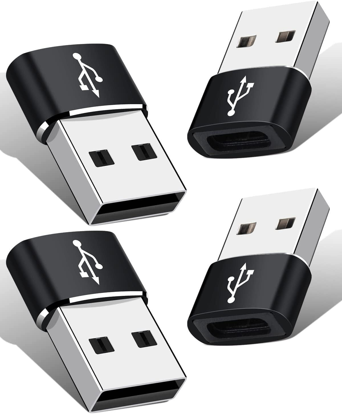 4Pack USB A to USB Type C Adapter, Male to Female Converter, USBC Charger Cable Adapter Fast Charging for iPhone 13 12 Pro Max, i