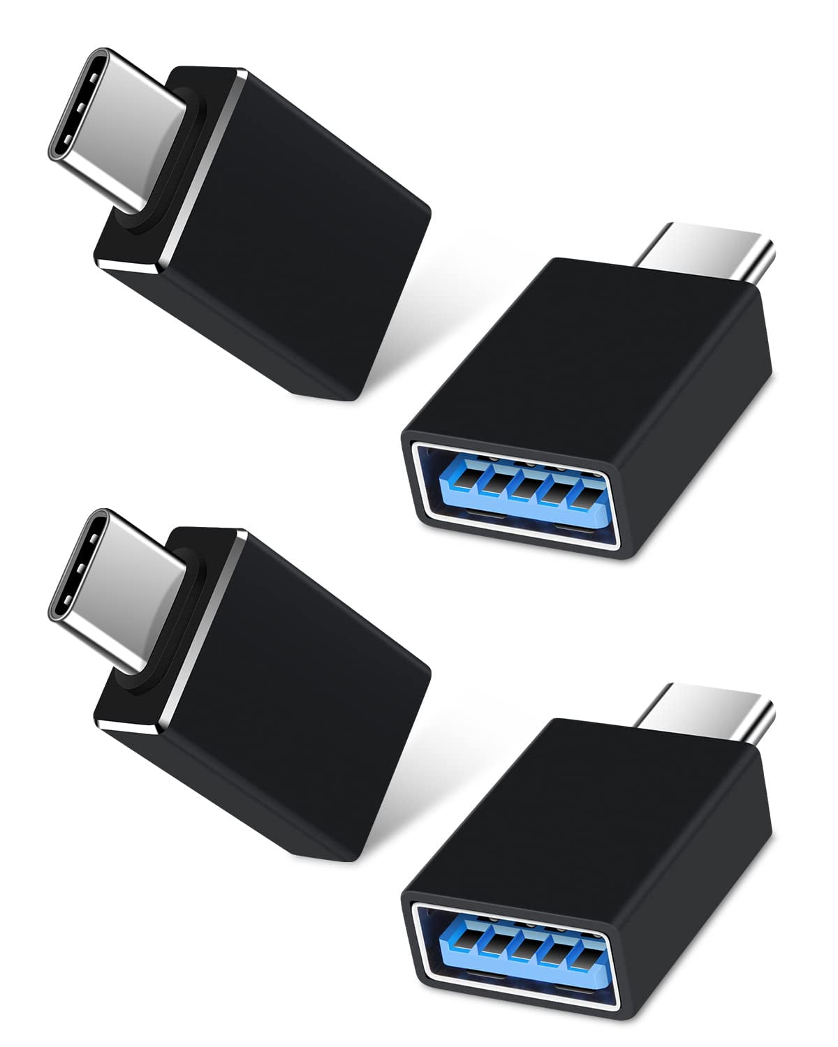 4Pack USB C to USB Adapters, Type C to USB 3.0 USBC Adapter Side by Side Male to USB 3.0 Female
