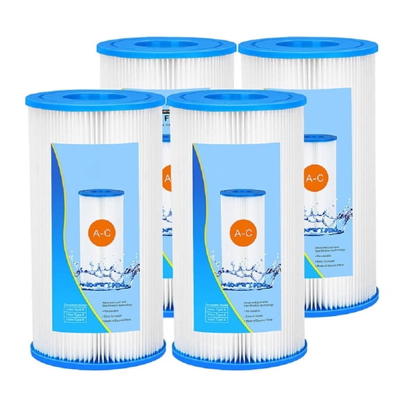 4Pack Type A/C Pool Filter Cartridge, Compatible with Above Ground Swimming Pool Pumps Using, Provides Premium Clean Water Filtration