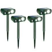 4Pack Upgraded Ultrasonic Animal Repellent Outdoor Solar Animal Repeller Waterproof with PIR Sensor & Strobe Flashing Lights Pest Repeller Animal Deterrent to Keep Deer Cat Dog Raccoon Mouse Fox Away