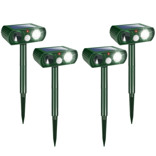 4Pack Upgraded Ultrasonic Animal Repellent Outdoor Solar Animal