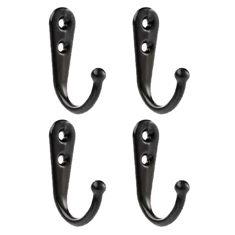 4Pack Wall Mounted Hook Robe Hooks Single Coat Hanger and Screws for  Hanging Key Hooks - Black